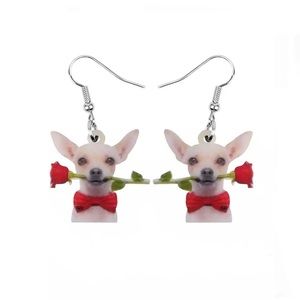 GEOMETRIC Chihuahua rose Laser Cut Acrylic EARRING